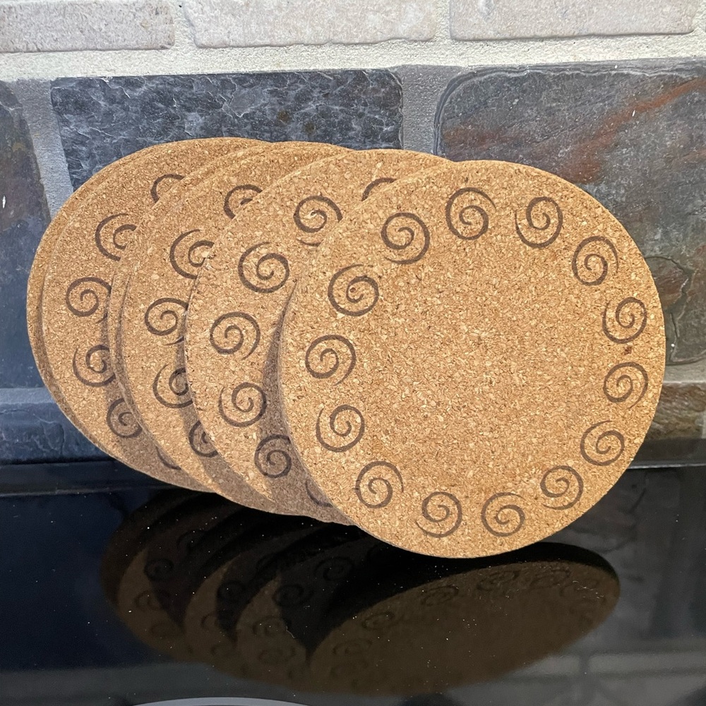 Cork Coasters with Swirl Design